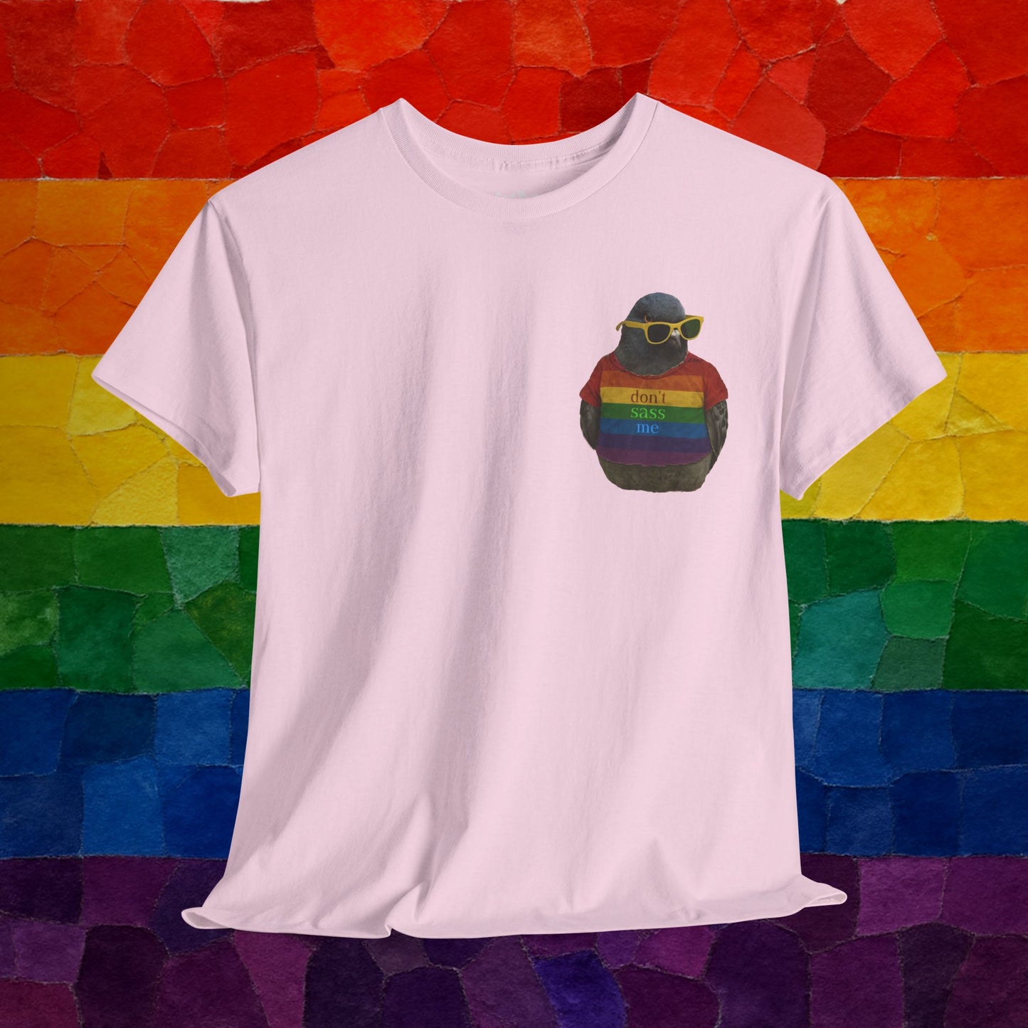 'dont sass me lgbt pigeon' unisex graphic tshirt [left]