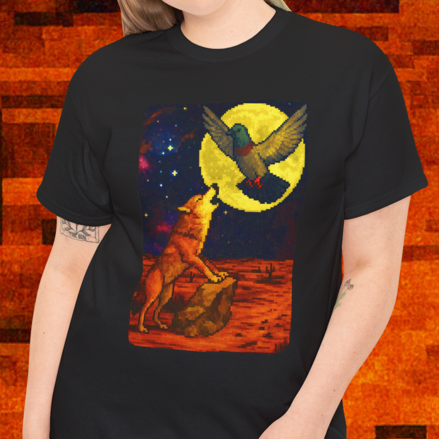 wolf pigeon pixel·art tshirt