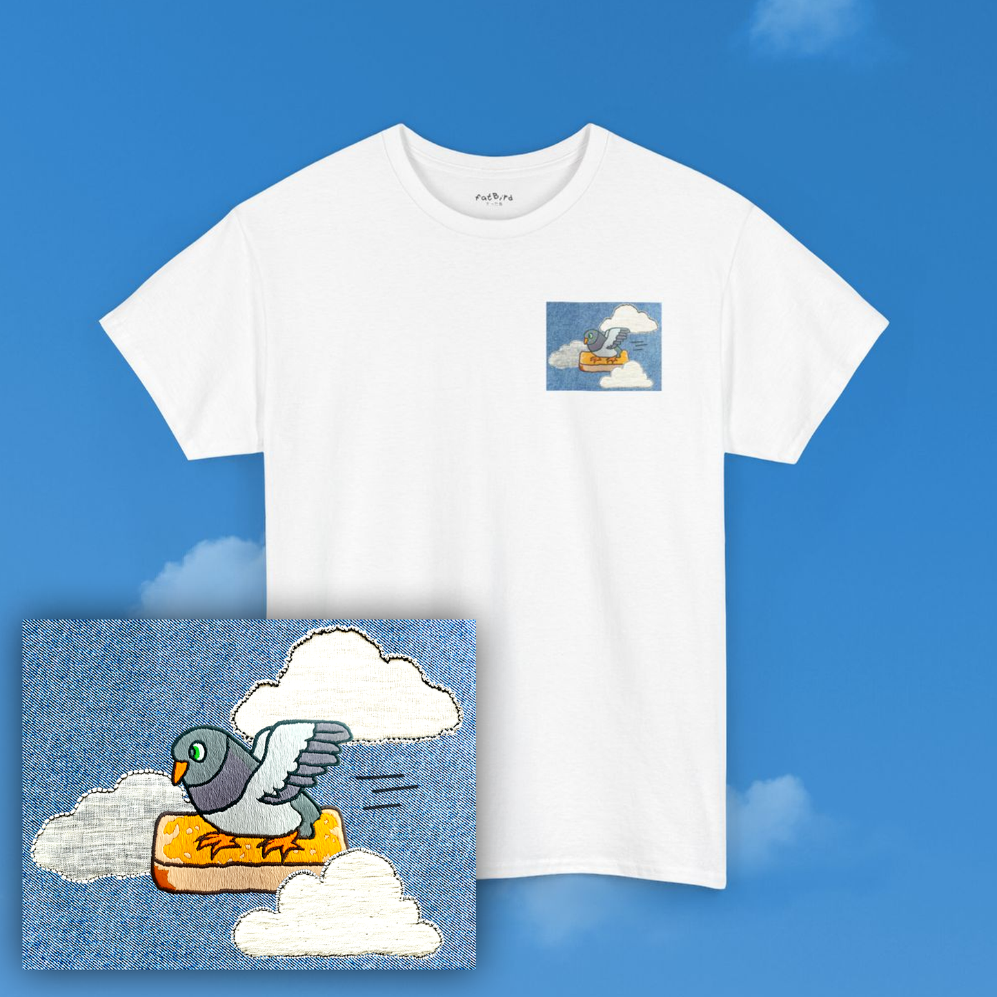 the 'go fast' pigeon v2 tshirt [left]