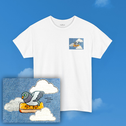 the 'go fast' pigeon v2 tshirt [left]