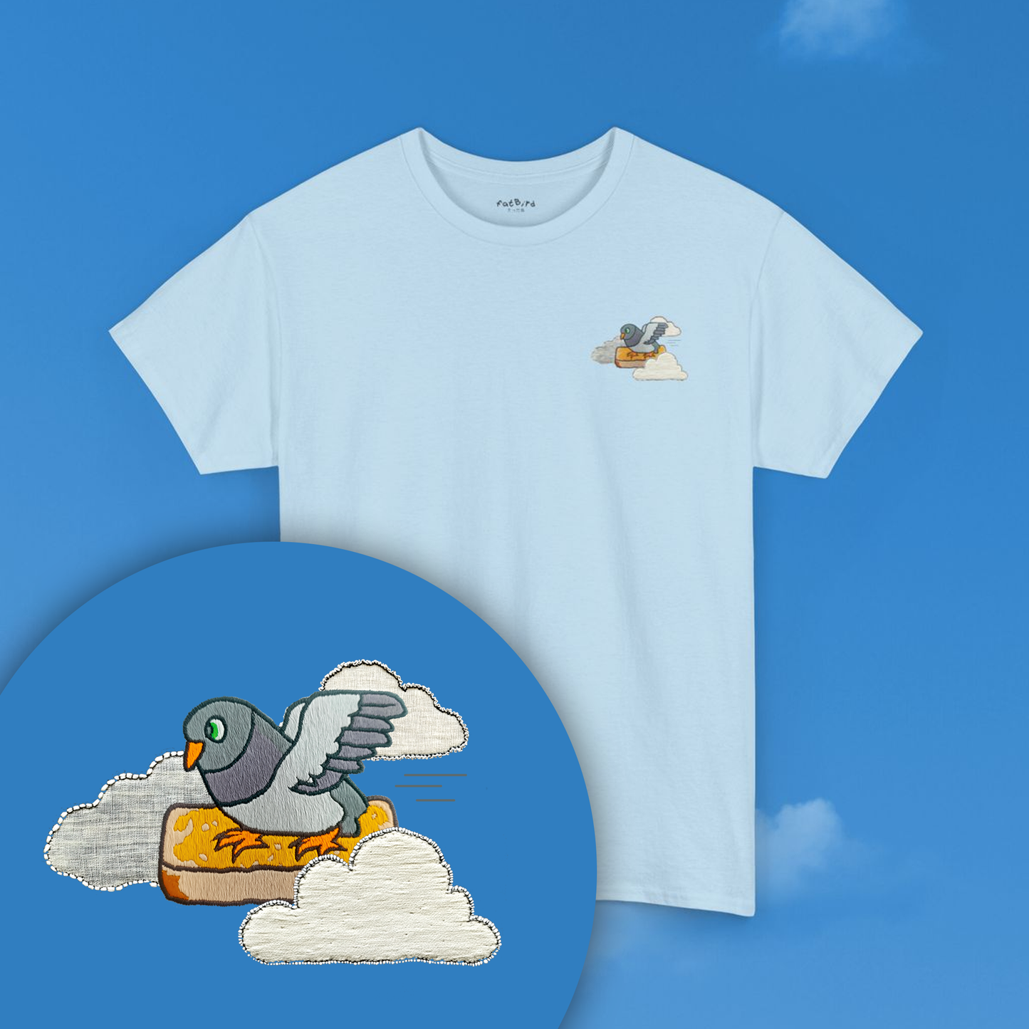 the 'go fast' pigeon tshirt [left]