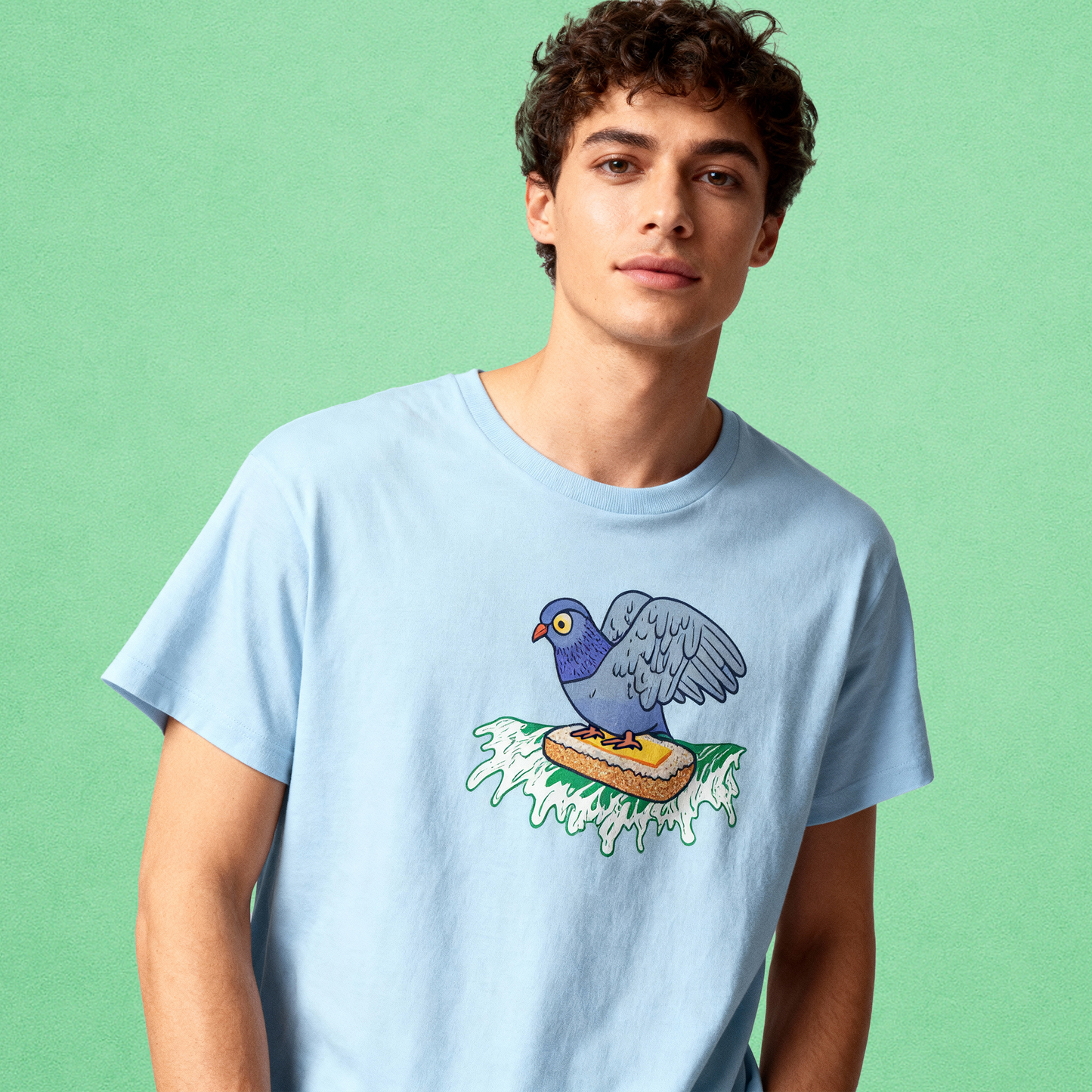 surfin' pigeon on a mission tshirt