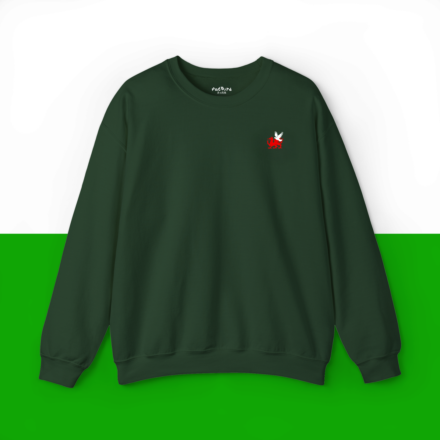 welsh dragon + pigeon emblem sweatshirt [left]