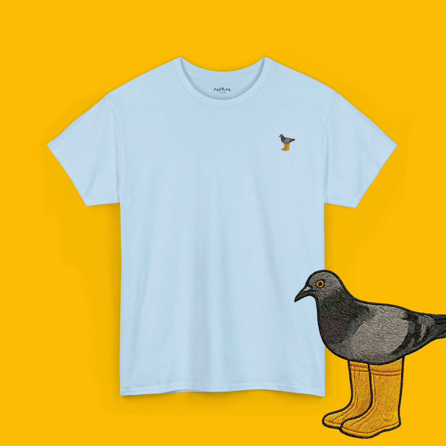 pigeon in yellow boots graphic tshirt [left]