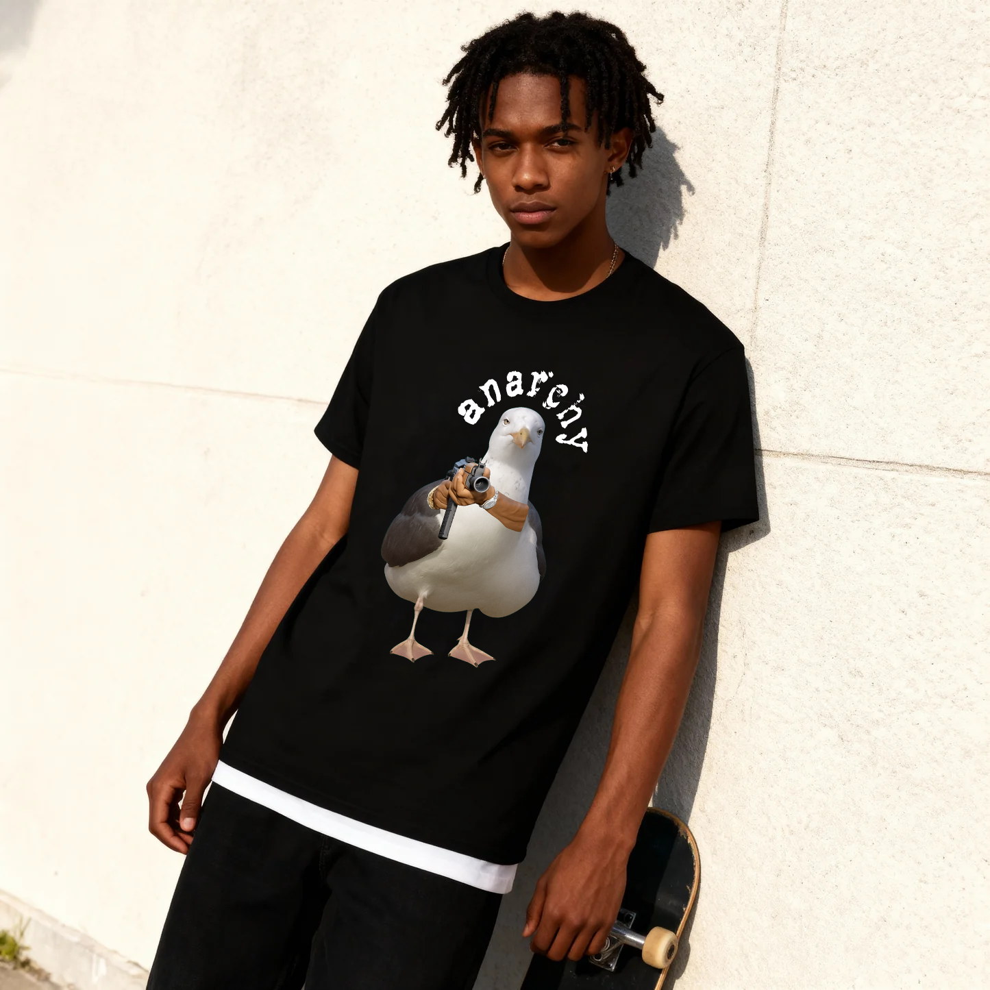anarchy seagull tshirt [gun design]