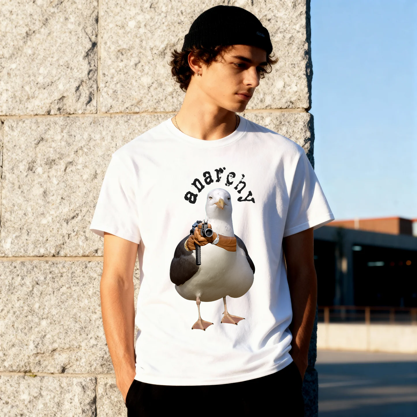 anarchy seagull tshirt [gun design]