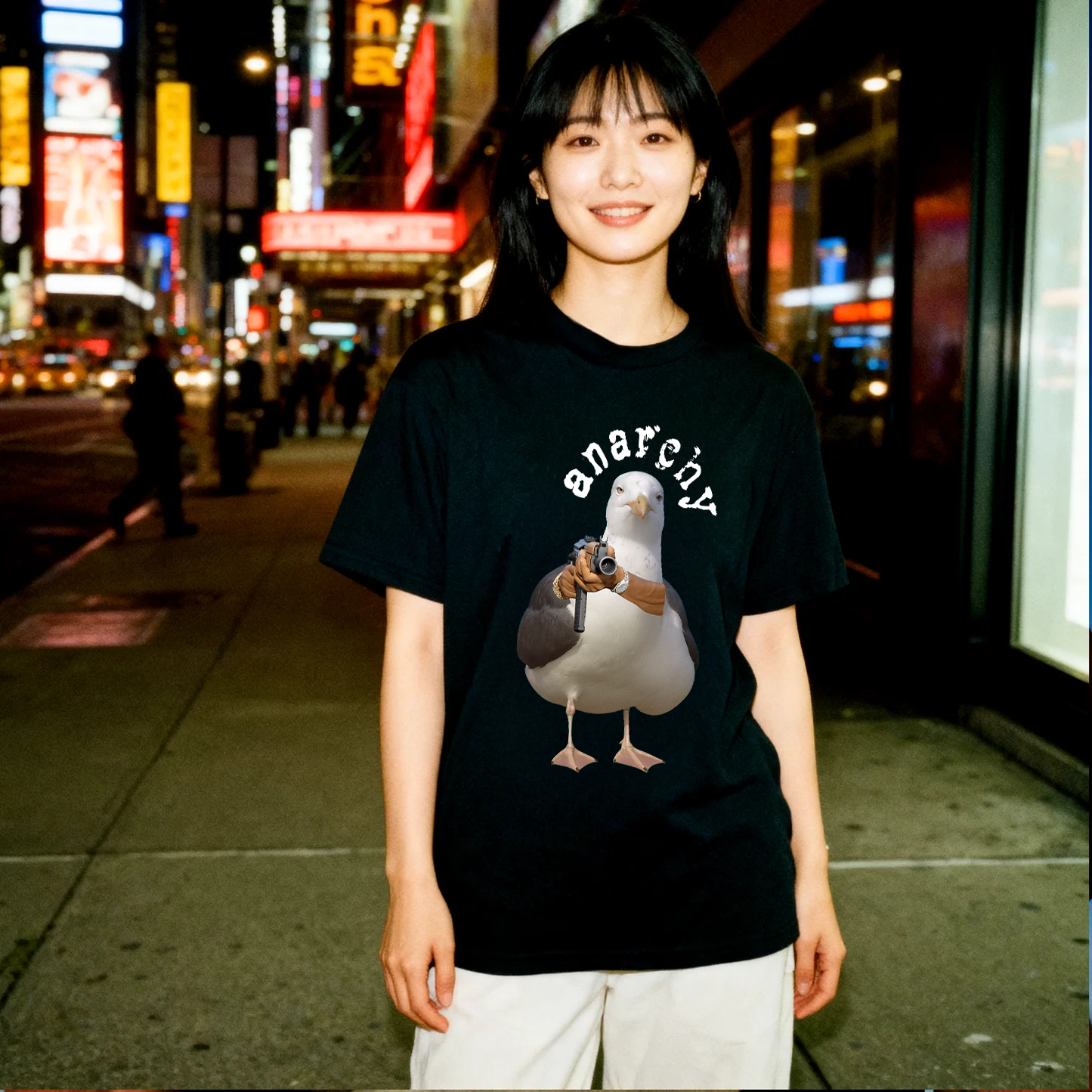 anarchy seagull tshirt [gun design]
