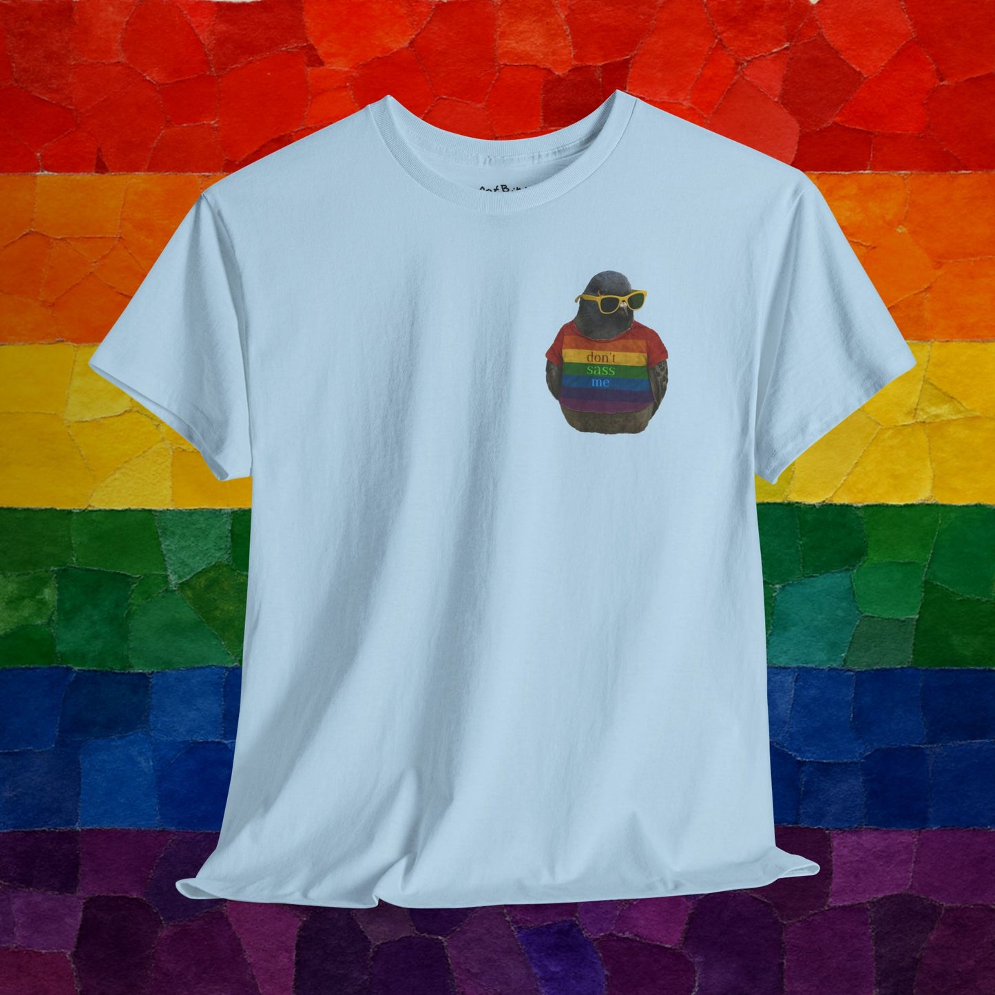 'don't sass me' LGBT pigeon tshirt [left]