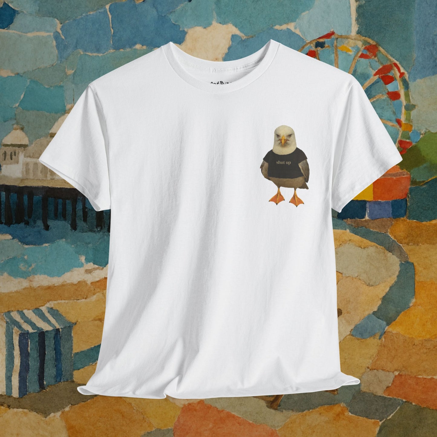 'shut up seagull' unisex graphic tshirt [left]