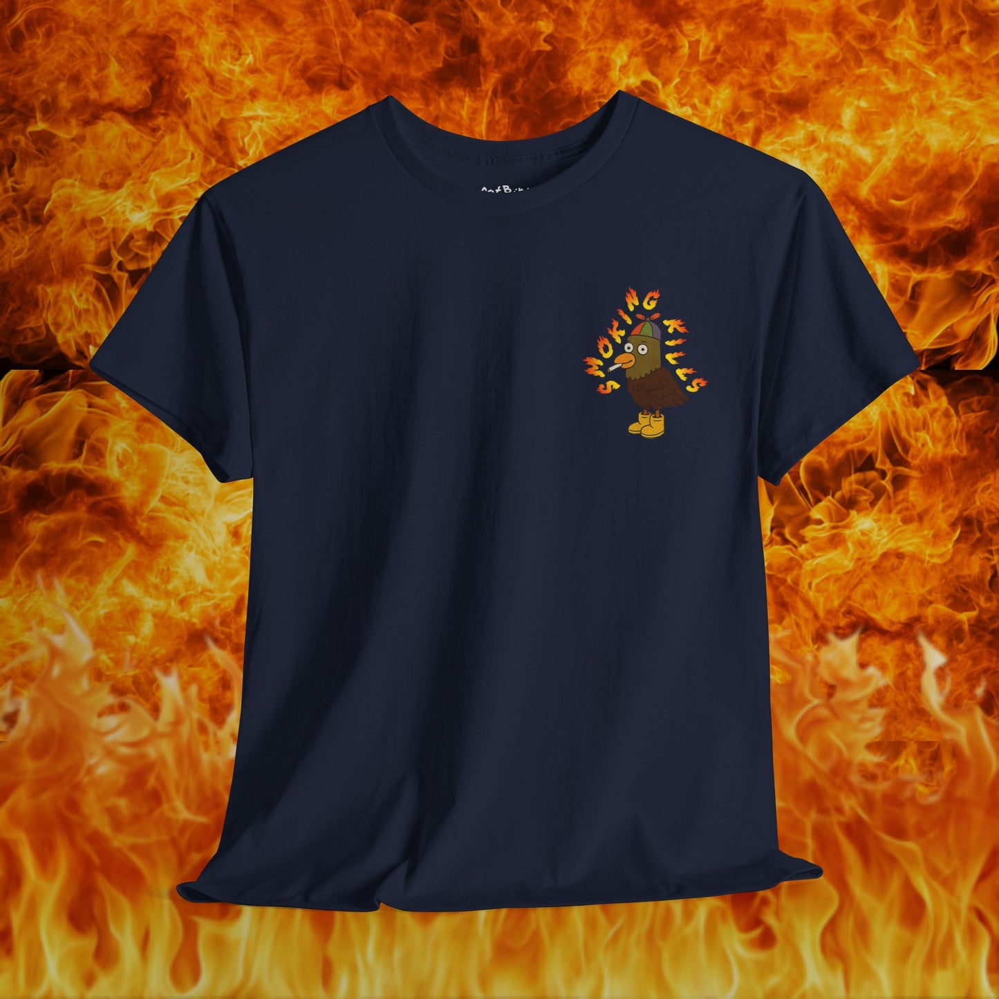 'smoking kills pigeon' unisex graphic tshirt [left]