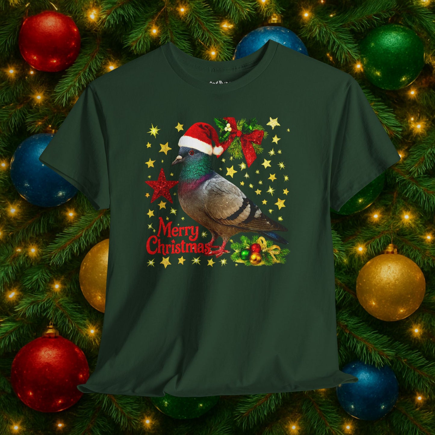 merry christmas v2: festive christmas pigeon tshirt