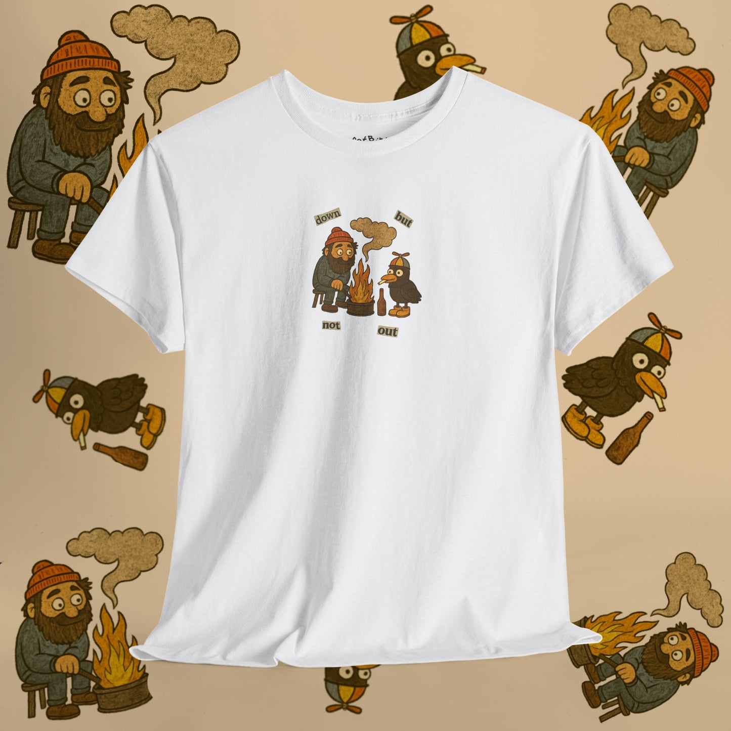 'down but not out' pigeon tshirt