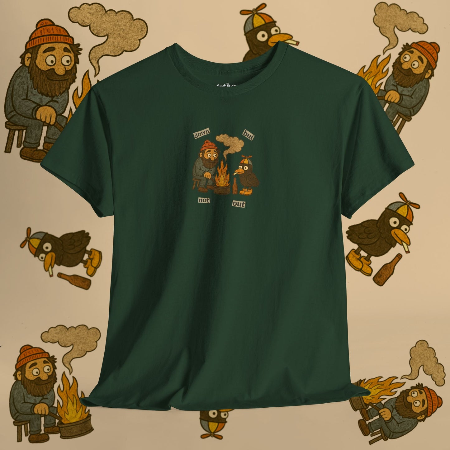 'down but not out' pigeon tshirt