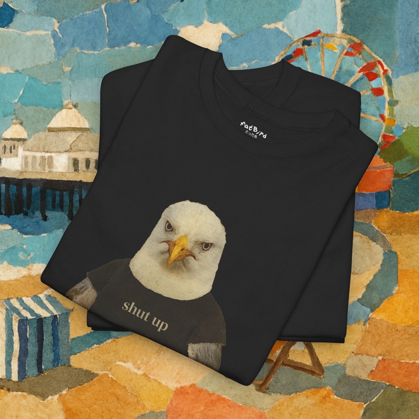'shut up seagull' unisex graphic tshirt [left]