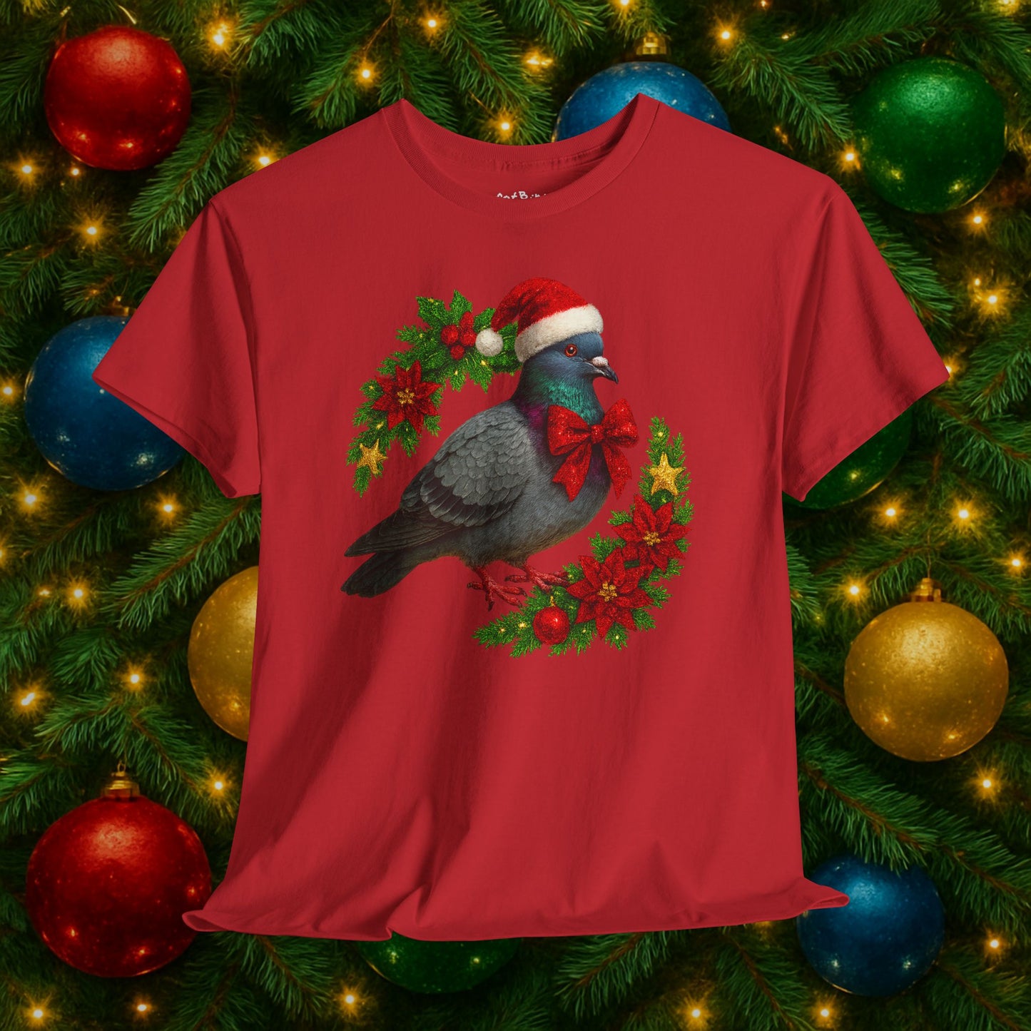 merry pidgemas v3: festive christmas pigeon tshirt