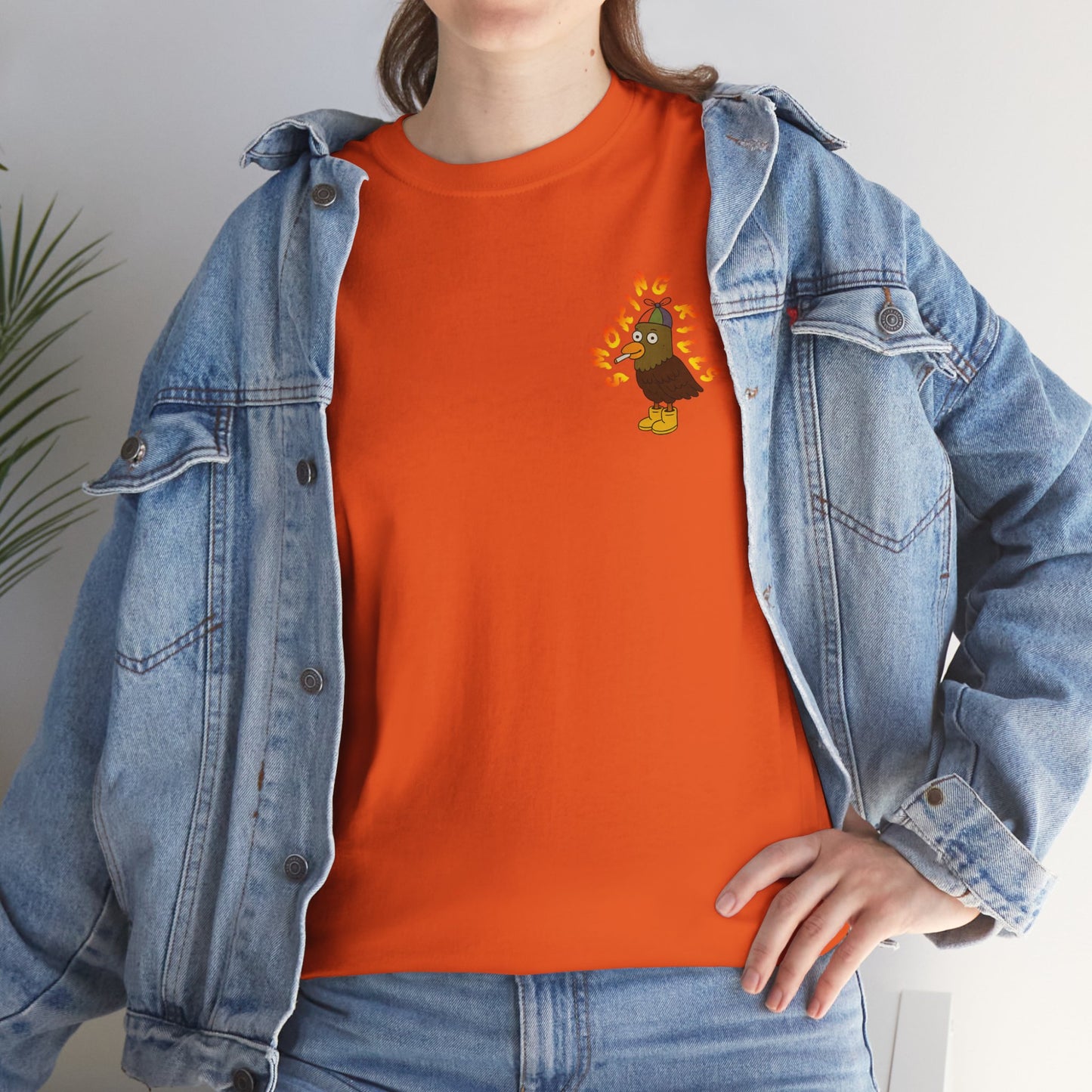 'smoking kills pigeon' unisex graphic tshirt [left]