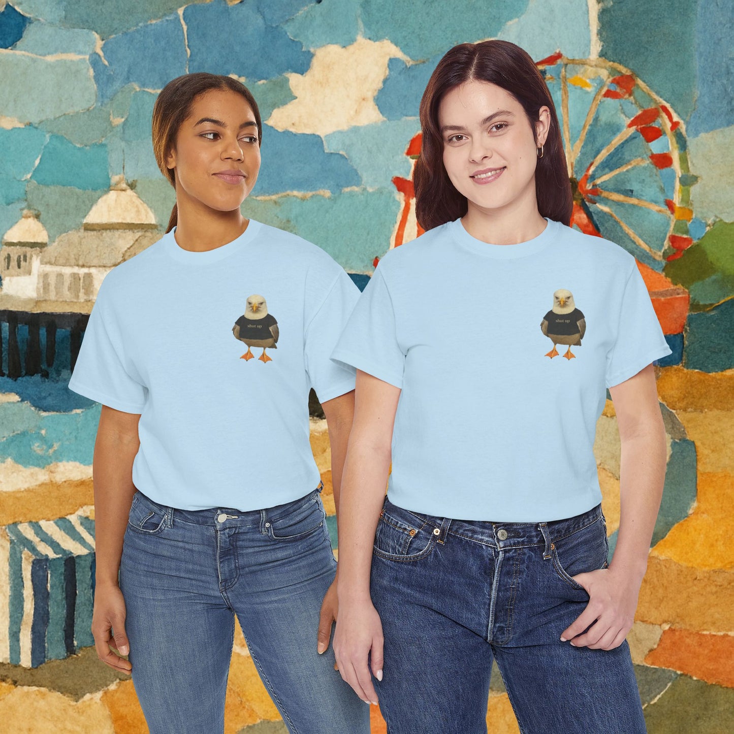 'shut up seagull' unisex graphic tshirt [left]