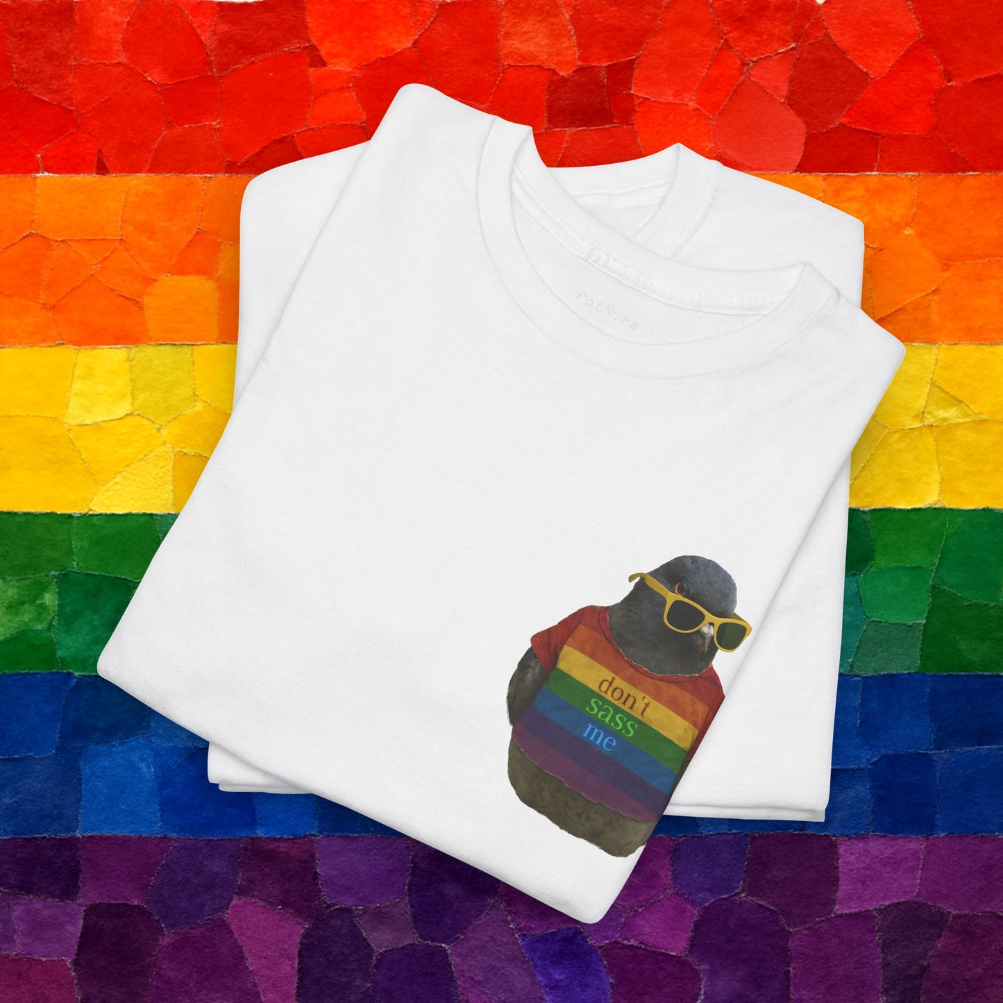 'dont sass me lgbt pigeon' unisex graphic tshirt [left]