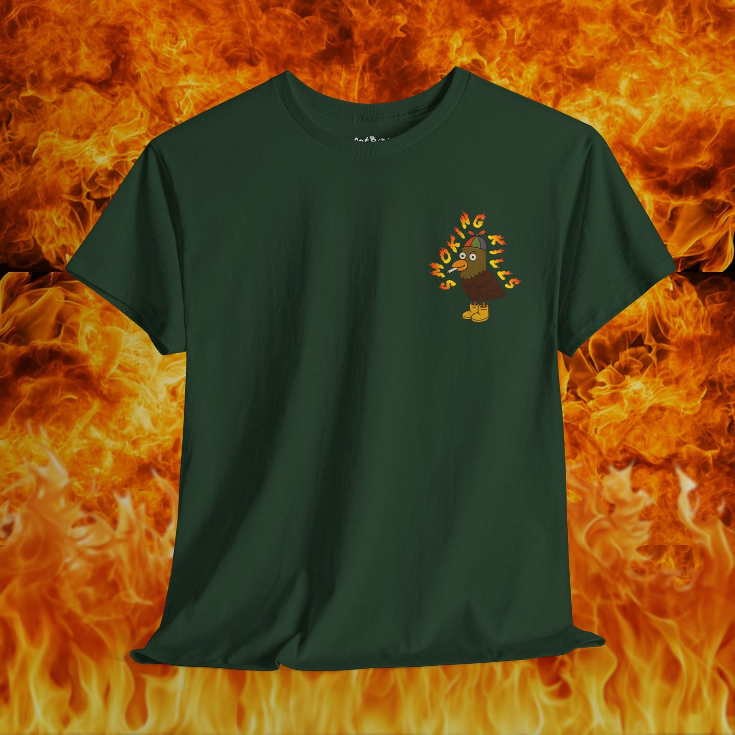'smoking kills pigeon' unisex graphic tshirt [left]