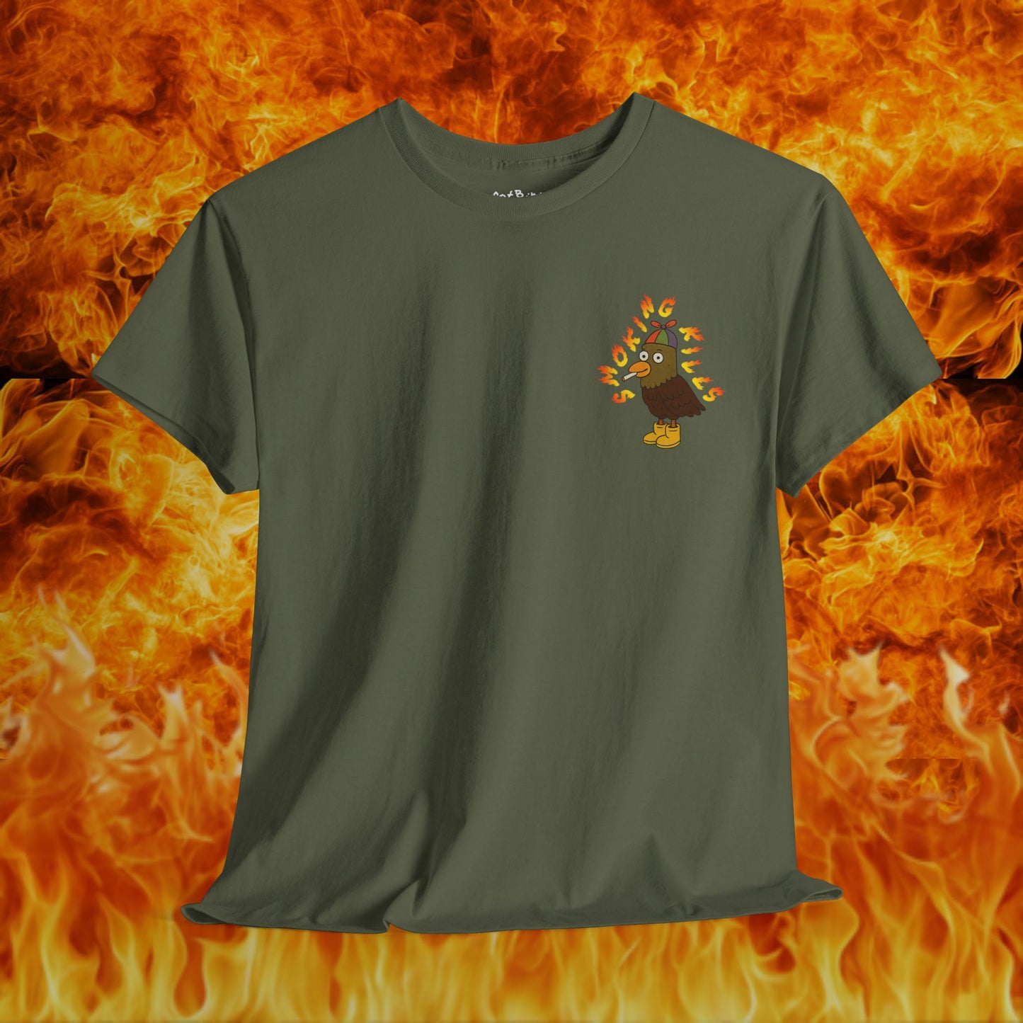 'smoking kills pigeon' unisex graphic tshirt [left]