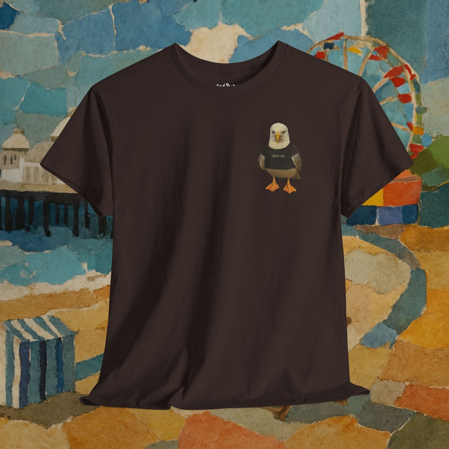 'shut up' seagull tshirt [left]