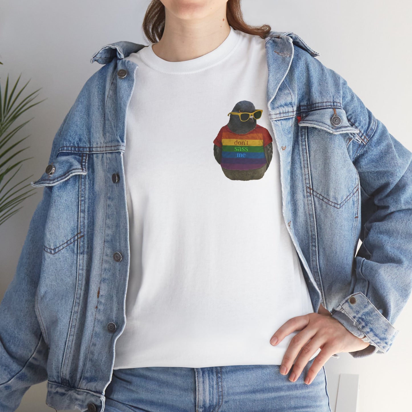 'dont sass me lgbt pigeon' unisex graphic tshirt [left]