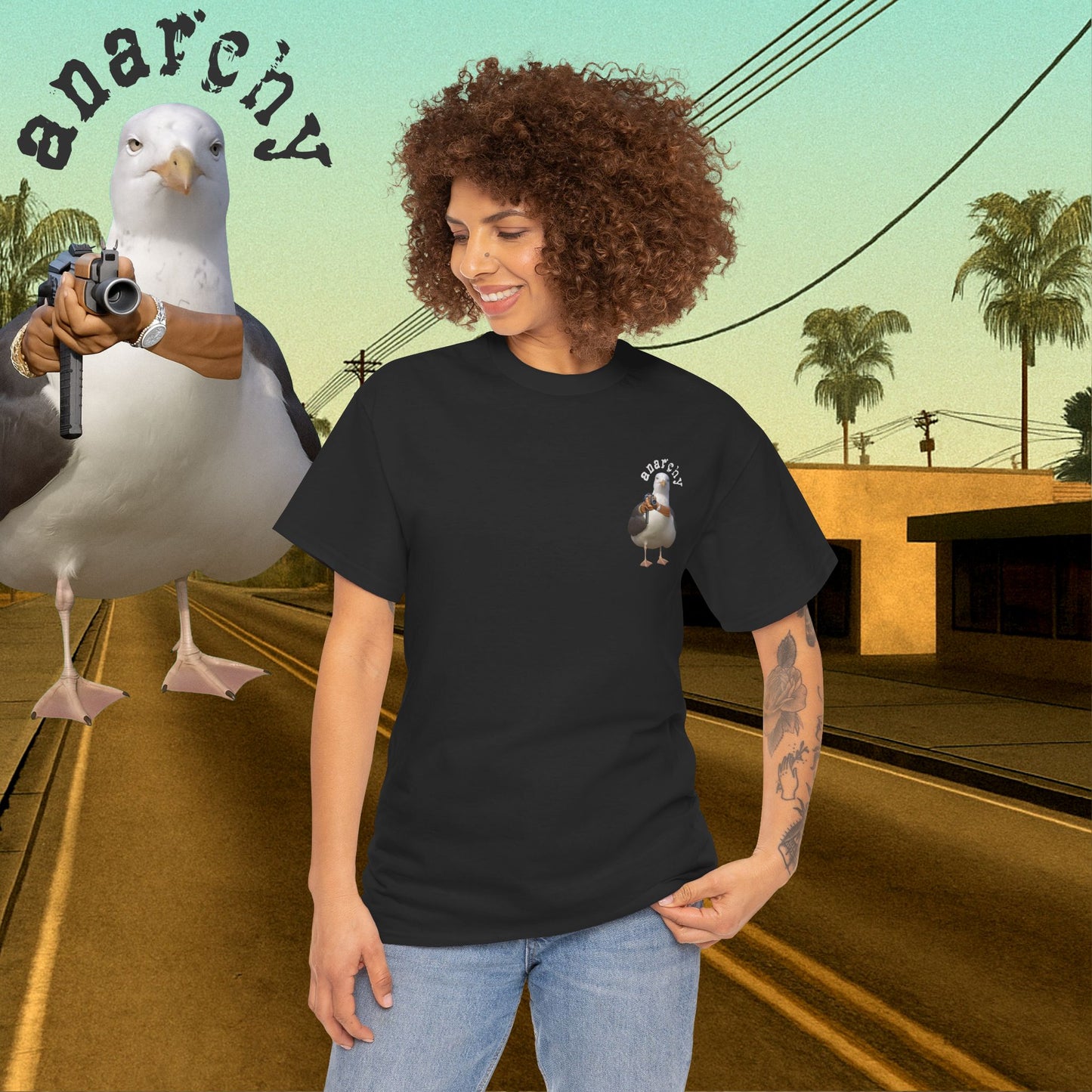 'anarchy seagull' unisex graphic tshirt [left]