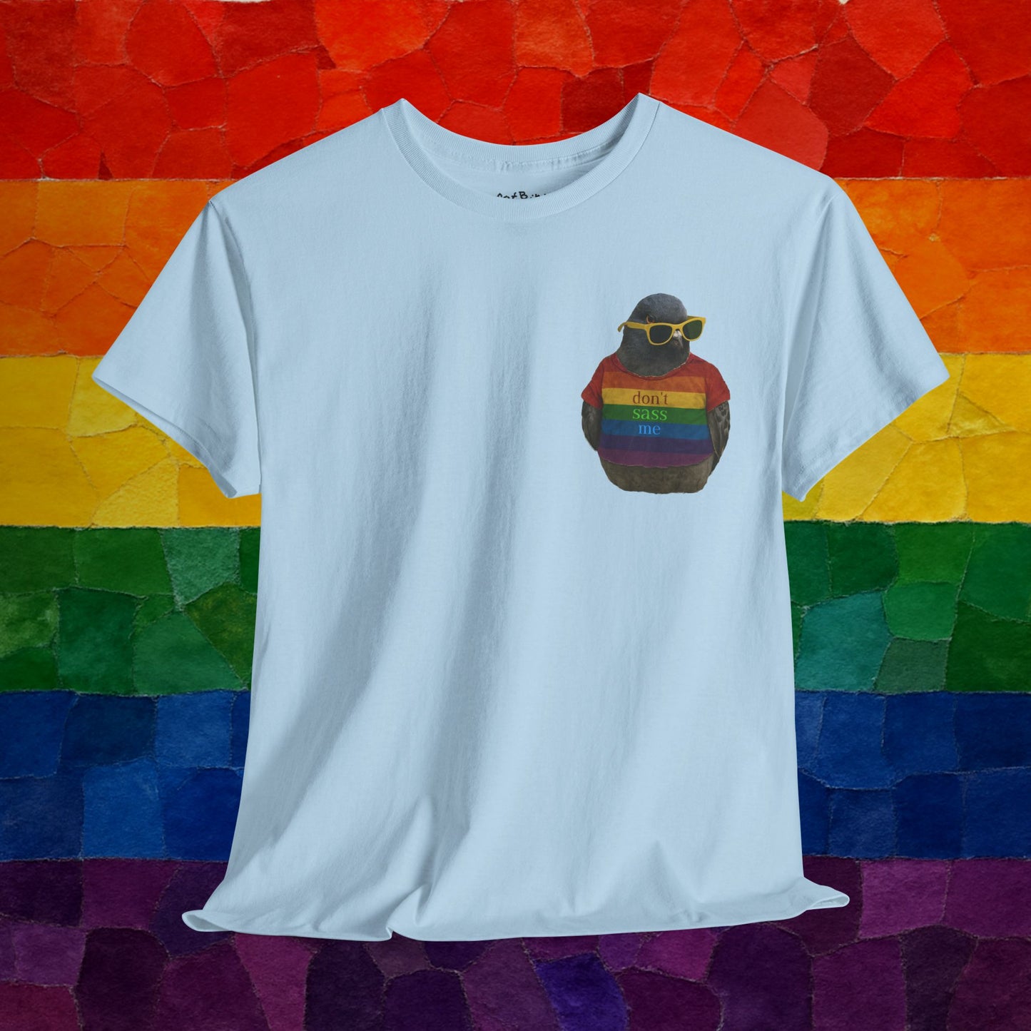 'dont sass me lgbt pigeon' unisex graphic tshirt [left]