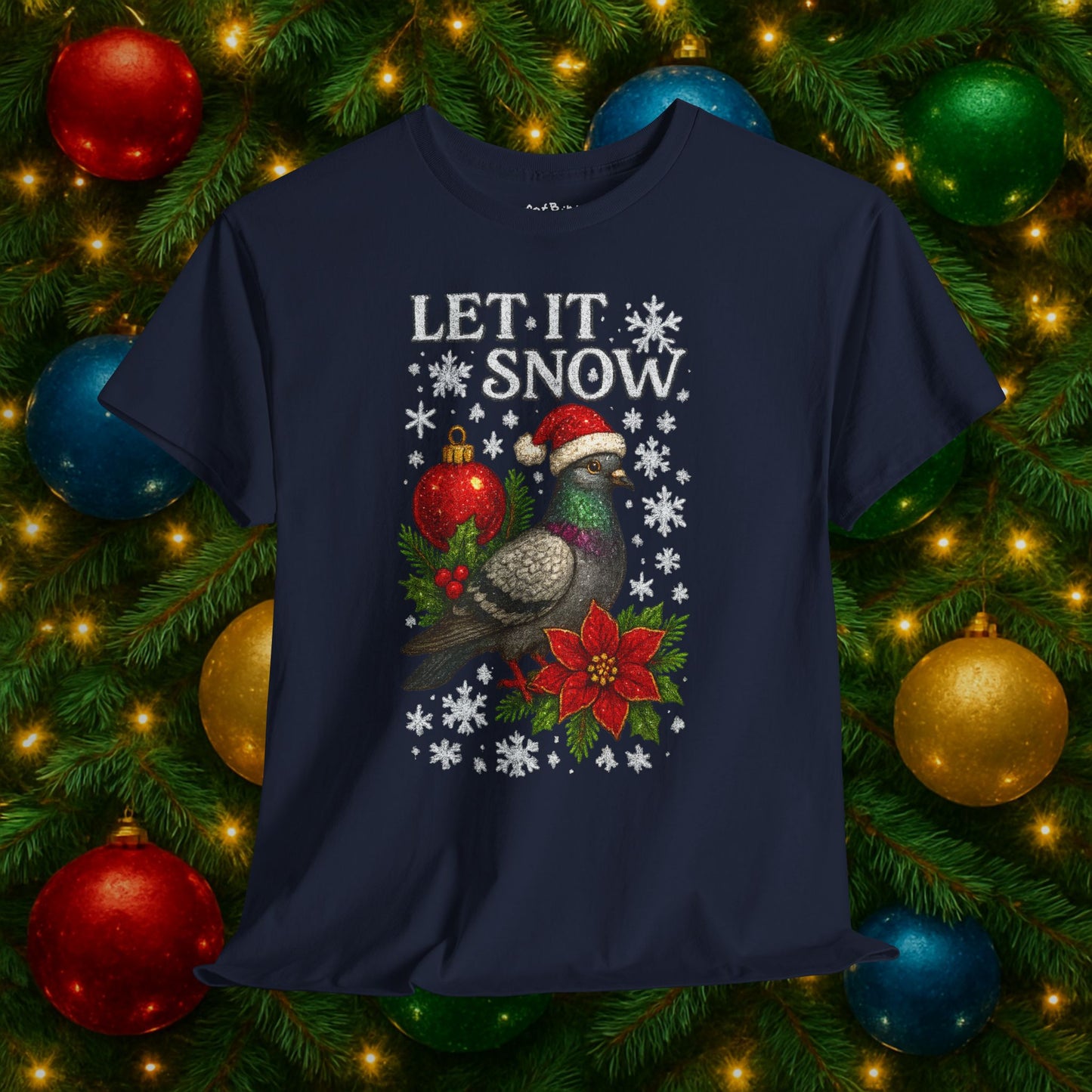 let it snow pigeon: festive christmas pigeon tshirt