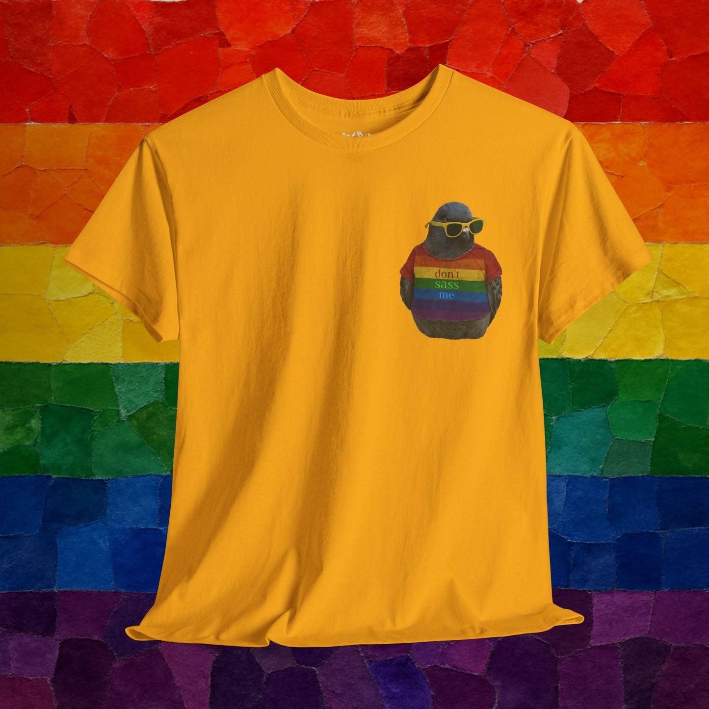 'dont sass me lgbt pigeon' unisex graphic tshirt [left]