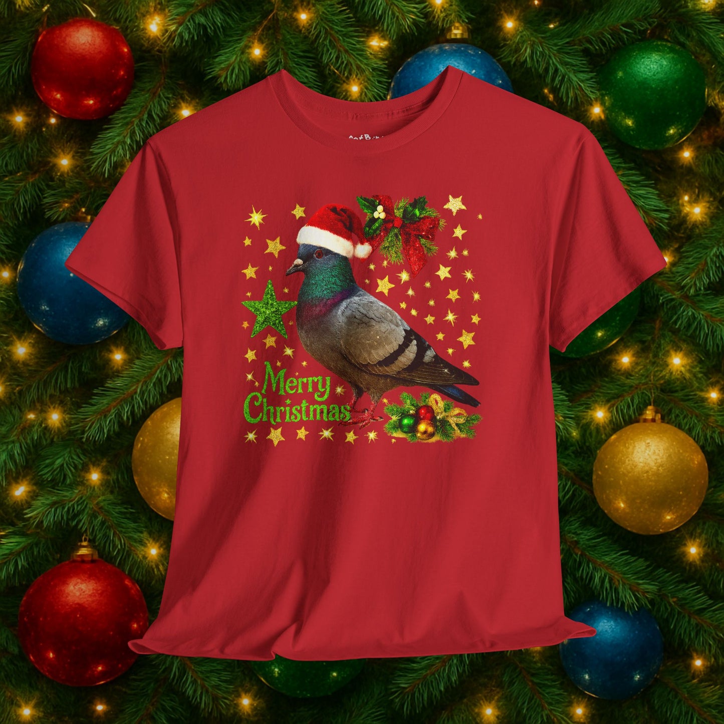 merry christmas v2: festive christmas pigeon tshirt