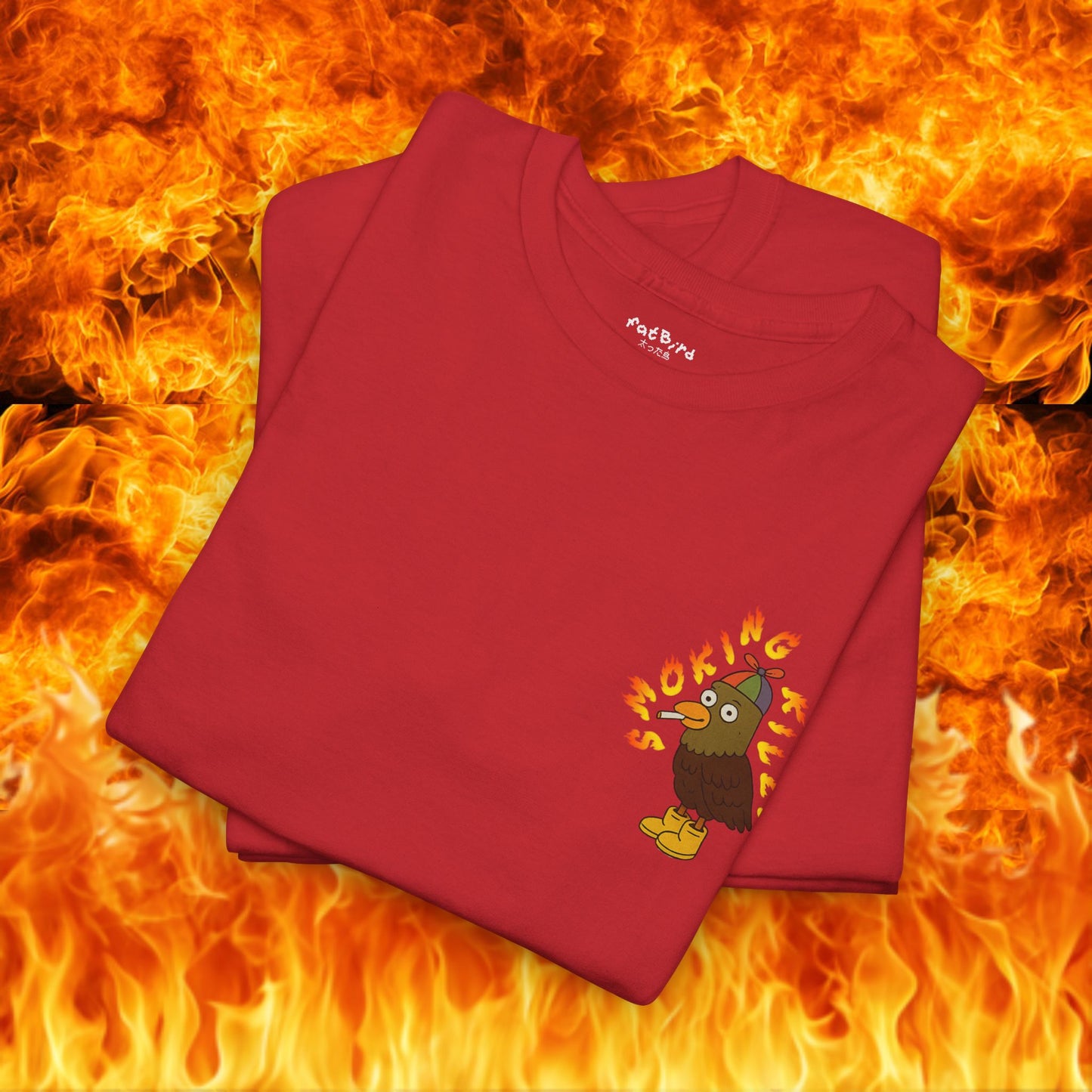 'smoking kills pigeon' unisex graphic tshirt [left]