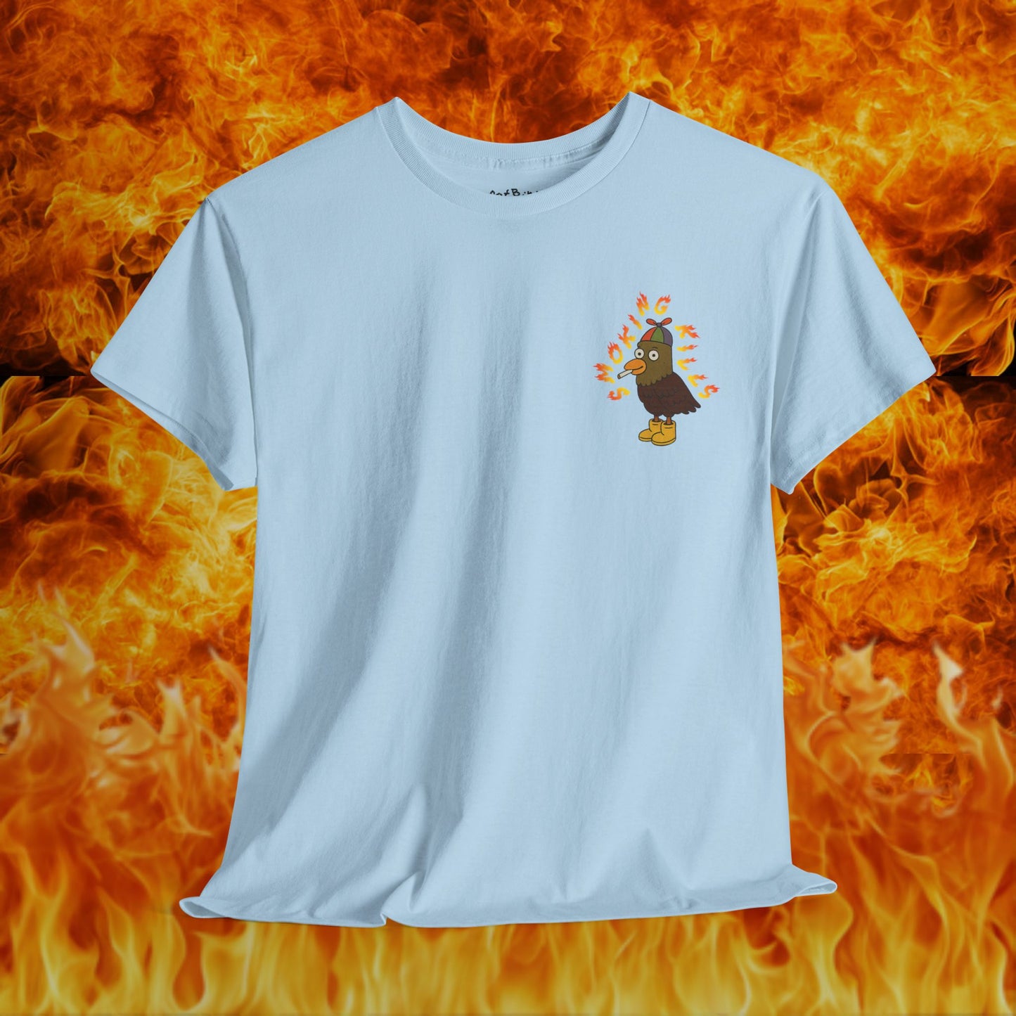 'smoking kills pigeon' unisex graphic tshirt [left]