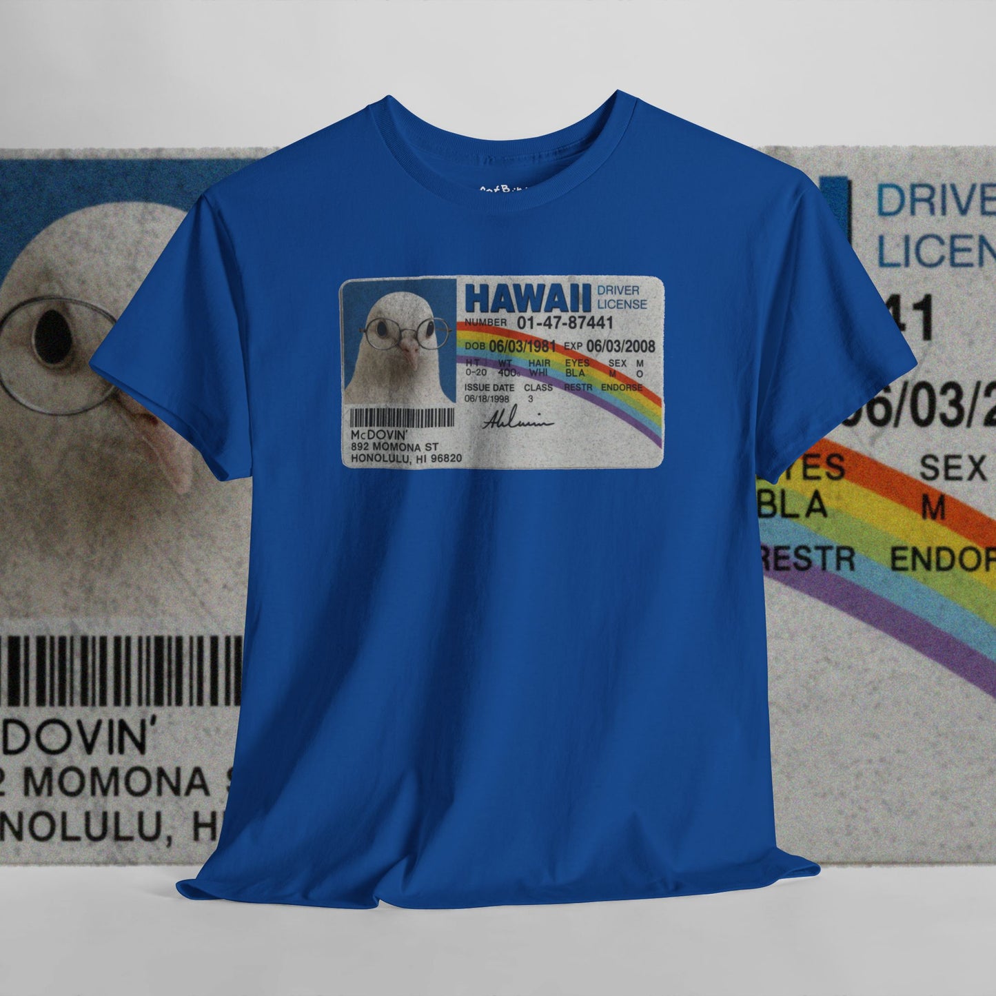 'super bird starring mcdovin' pigeon tshirt