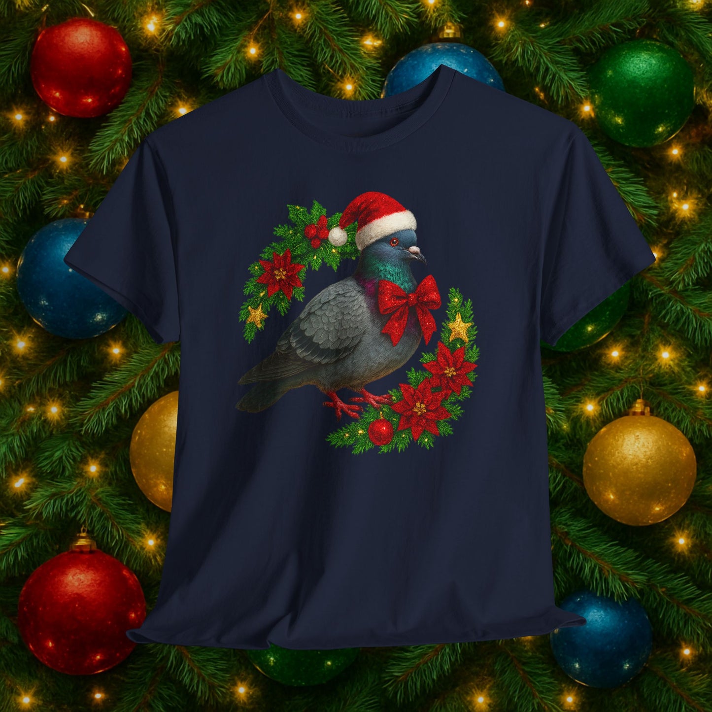 merry pidgemas v3: festive christmas pigeon tshirt