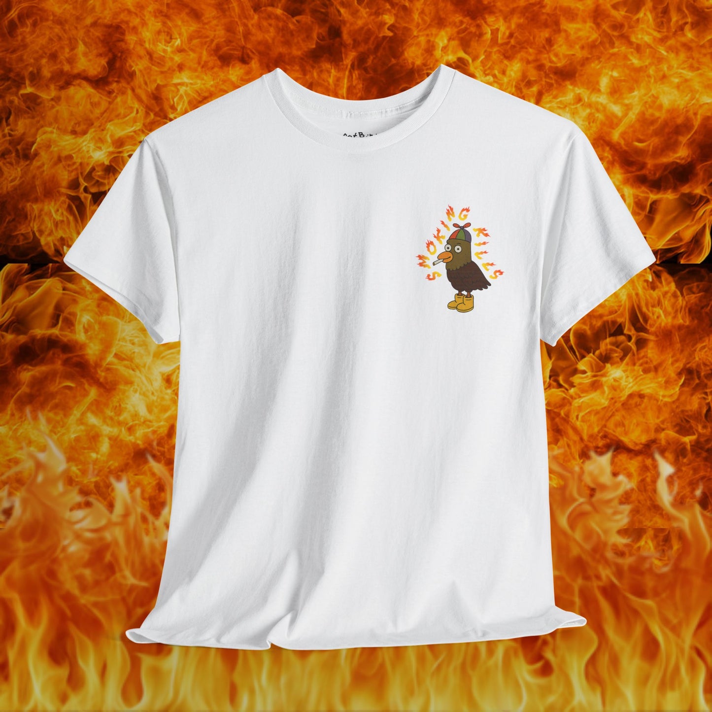 'smoking kills pigeon' unisex graphic tshirt [left]