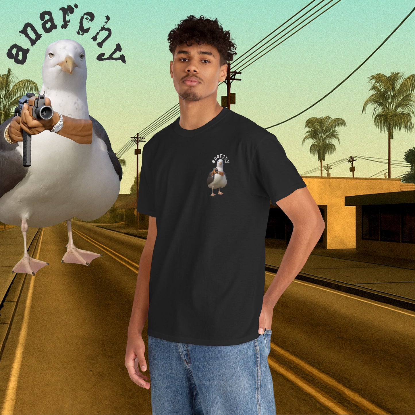 'anarchy seagull' unisex graphic tshirt [left]