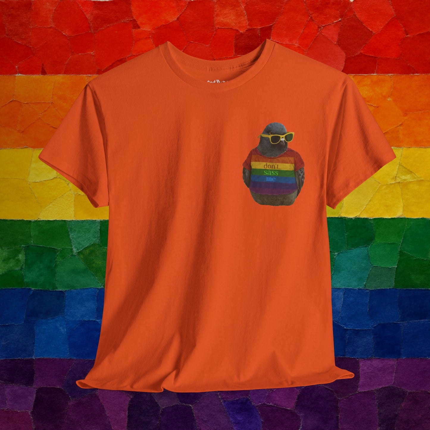 'dont sass me lgbt pigeon' unisex graphic tshirt [left]