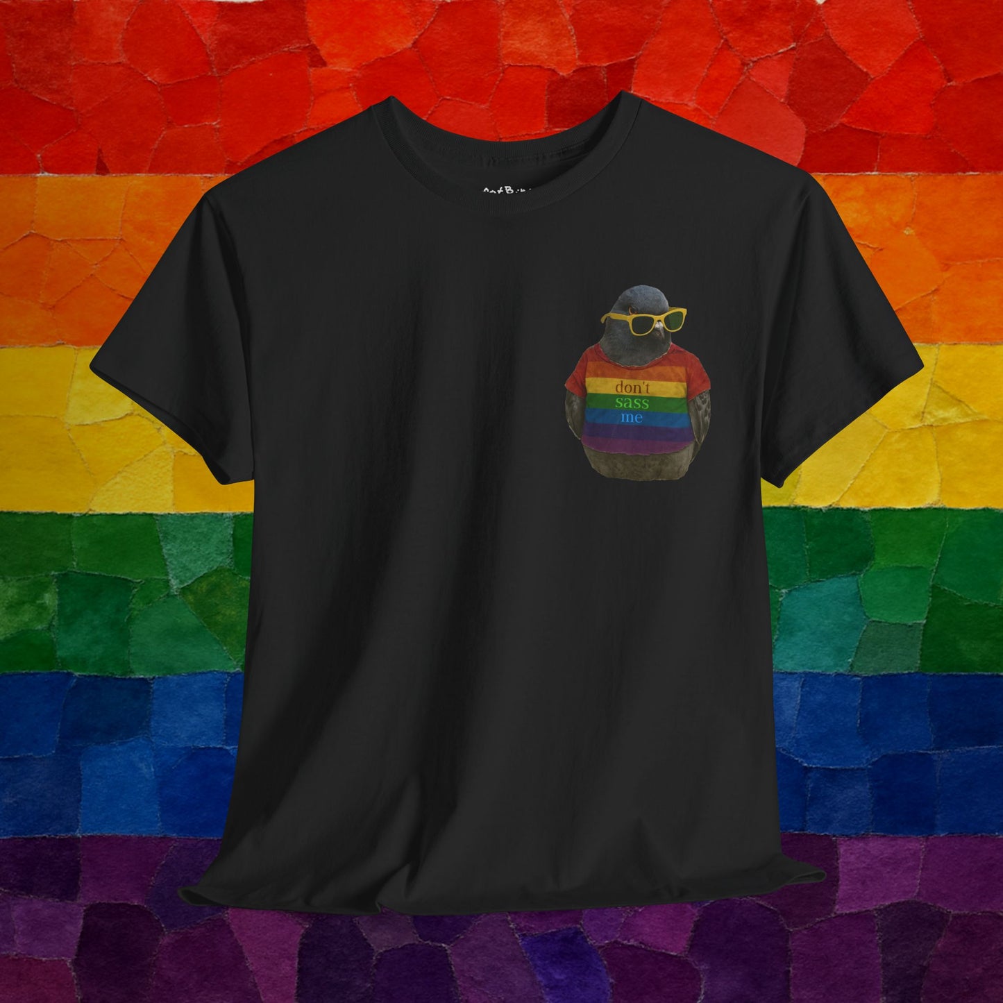 'dont sass me lgbt pigeon' unisex graphic tshirt [left]
