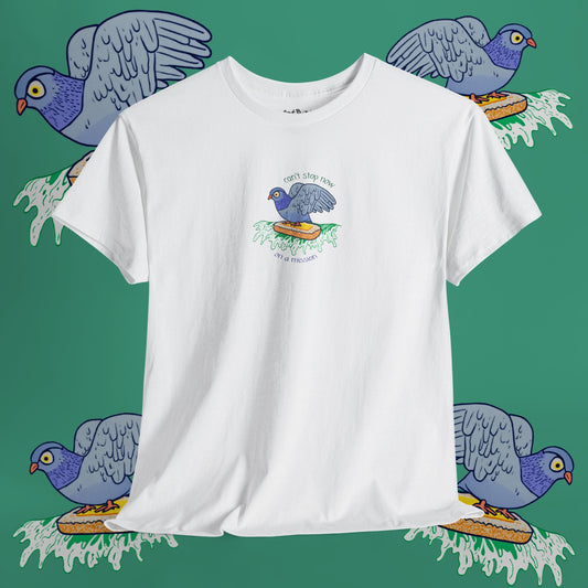 'pigeon on a mission' unisex graphic tshirt