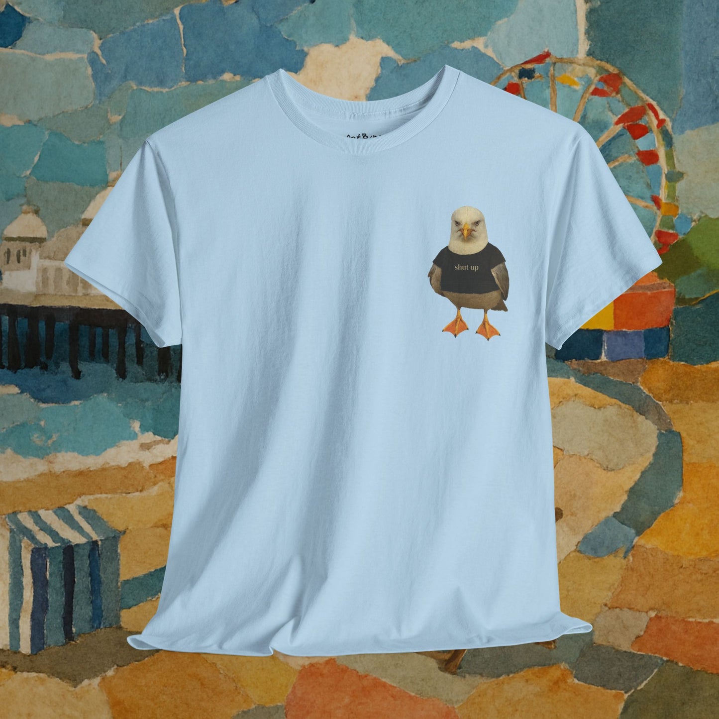 'shut up seagull' unisex graphic tshirt [left]
