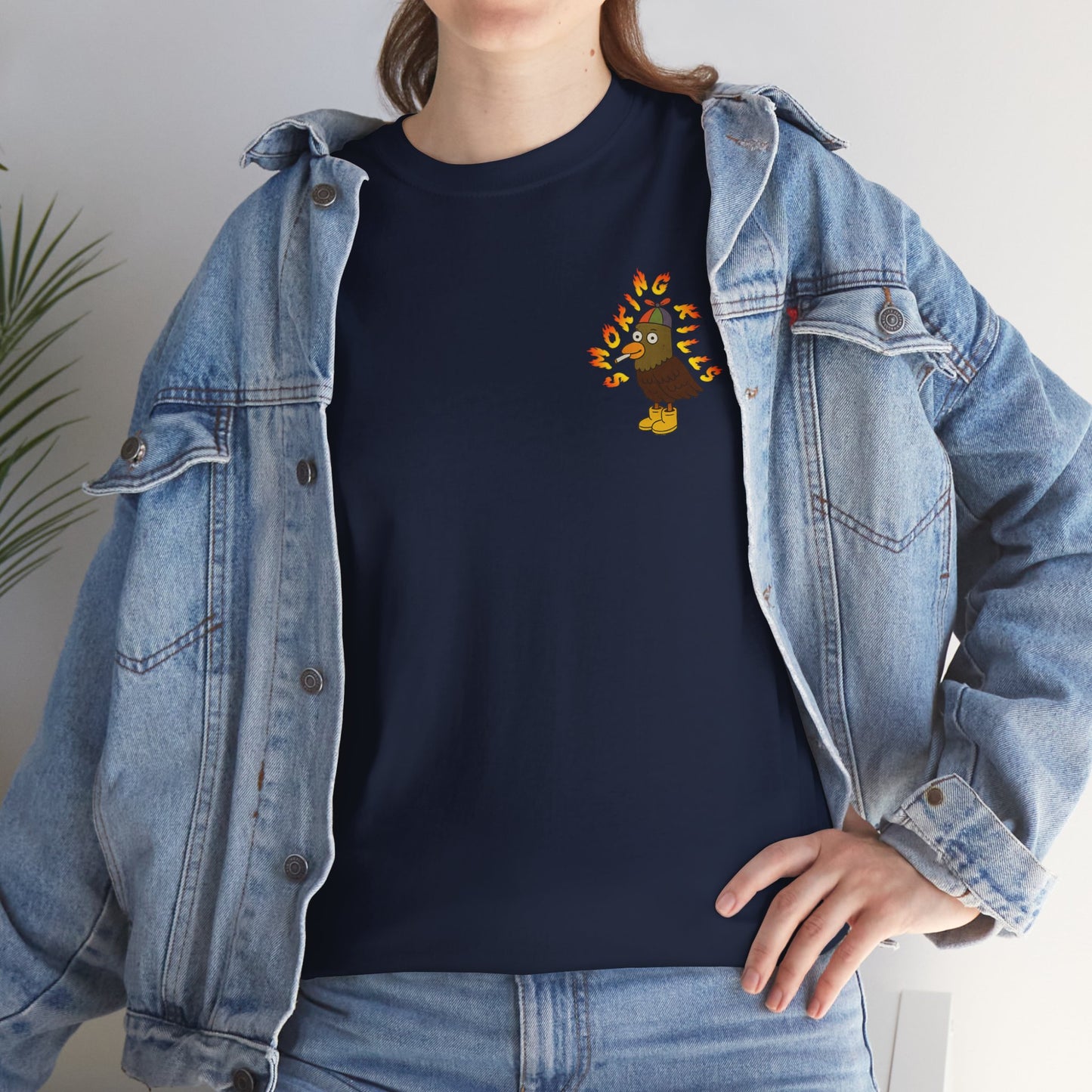 'smoking kills pigeon' unisex graphic tshirt [left]