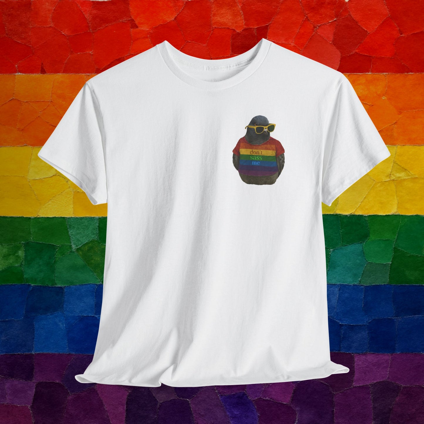 'don't sass me' LGBT pigeon tshirt [left]