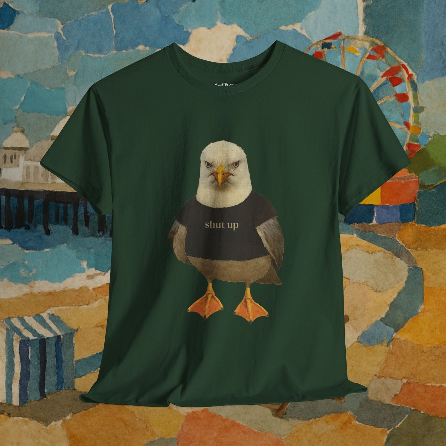 'shut up seagull' unisex graphic tshirt [left]