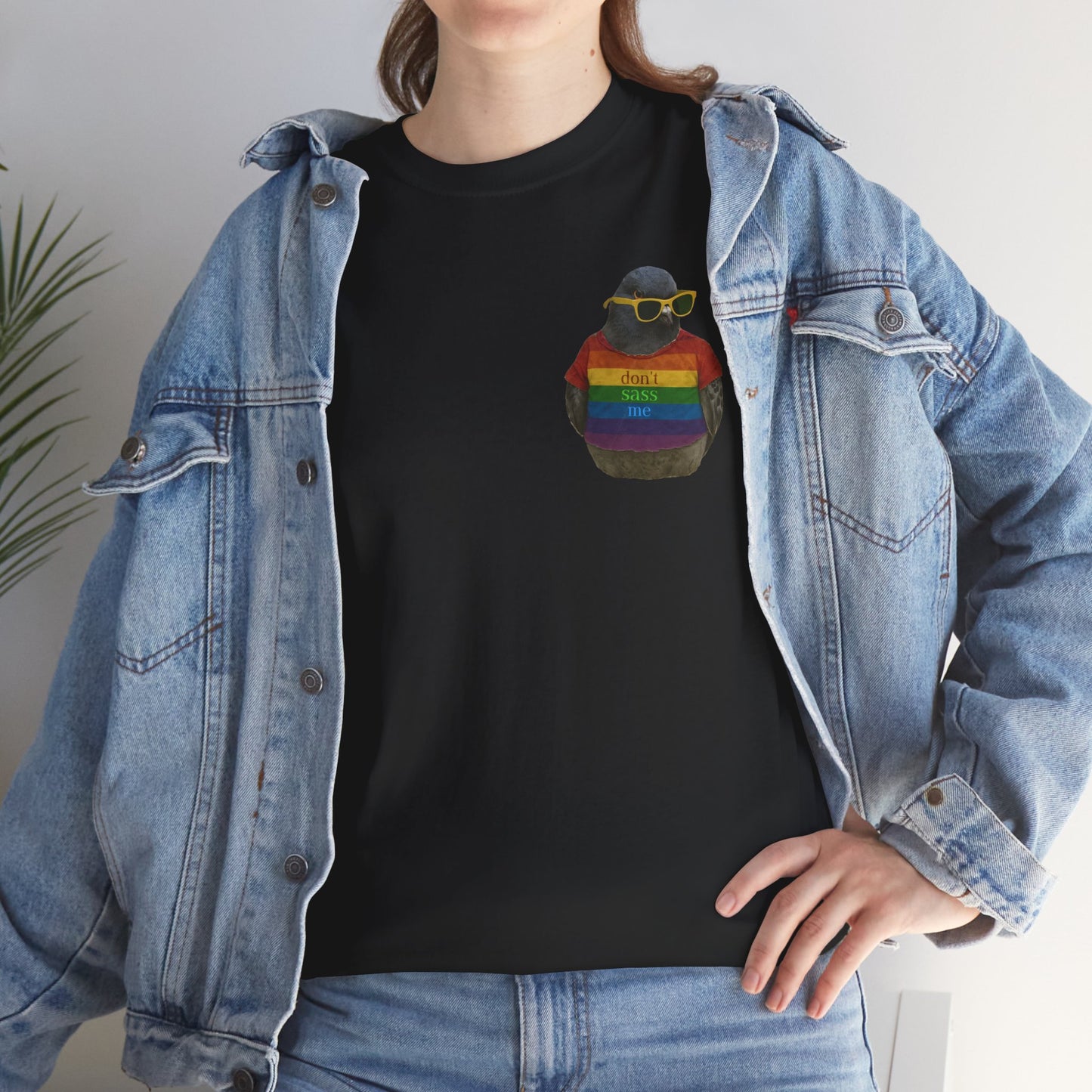 'dont sass me lgbt pigeon' unisex graphic tshirt [left]