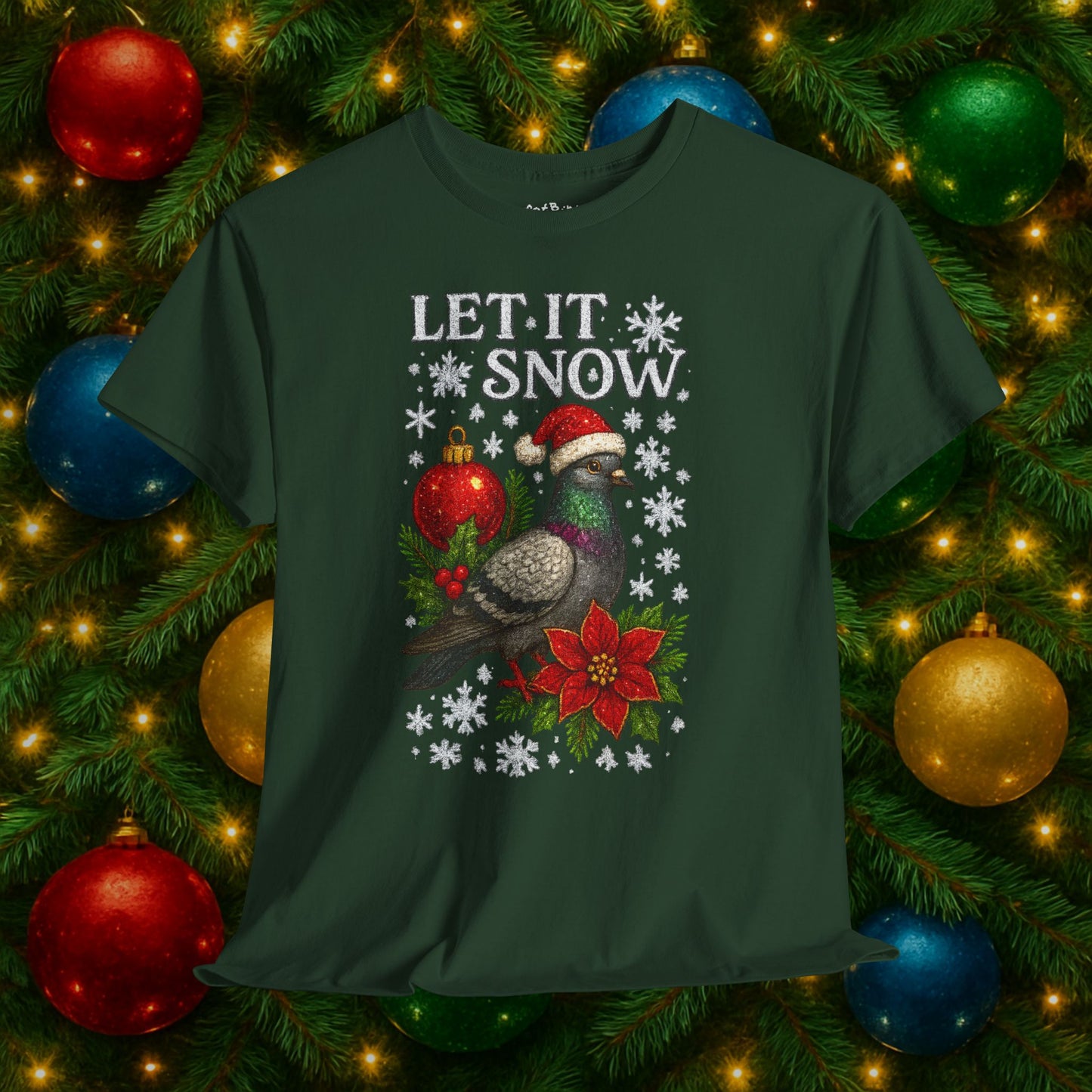 let it snow pigeon: festive christmas pigeon tshirt