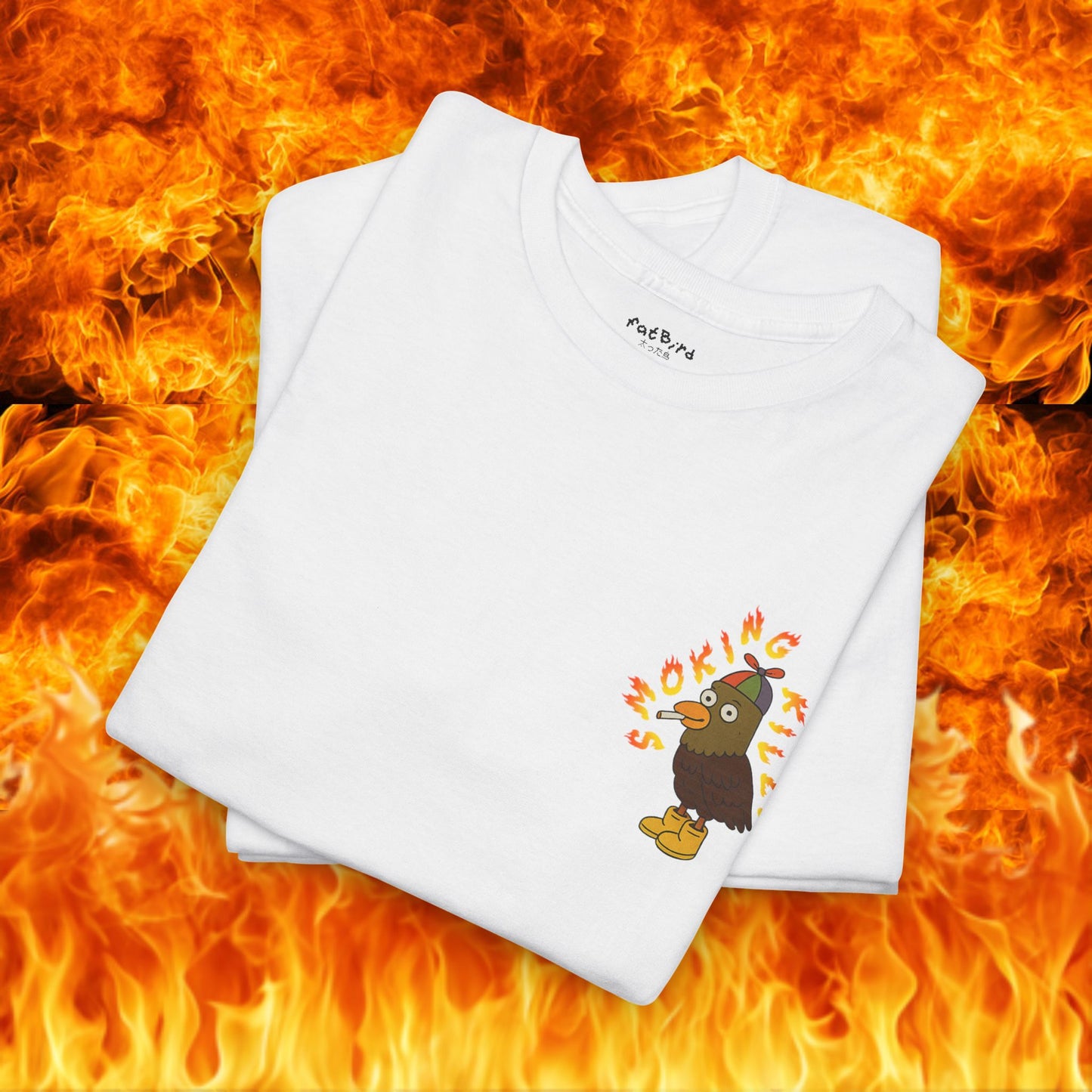 'smoking kills pigeon' unisex graphic tshirt [left]
