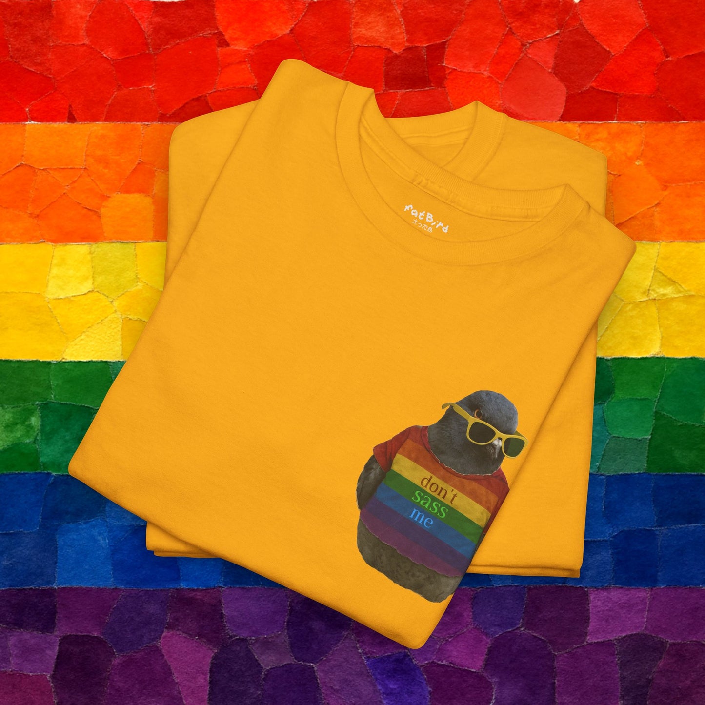 'don't sass me' LGBT pigeon tshirt [left]
