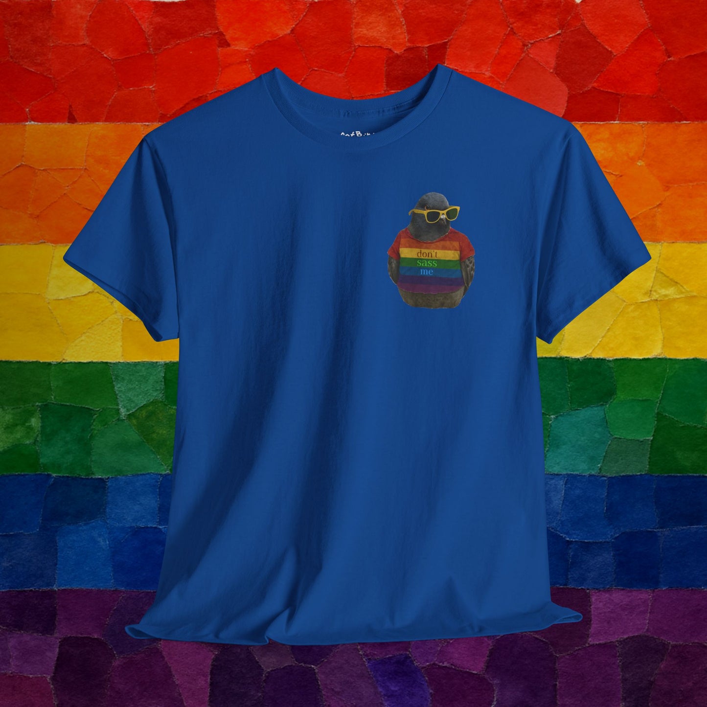 'don't sass me' LGBT pigeon tshirt [left]