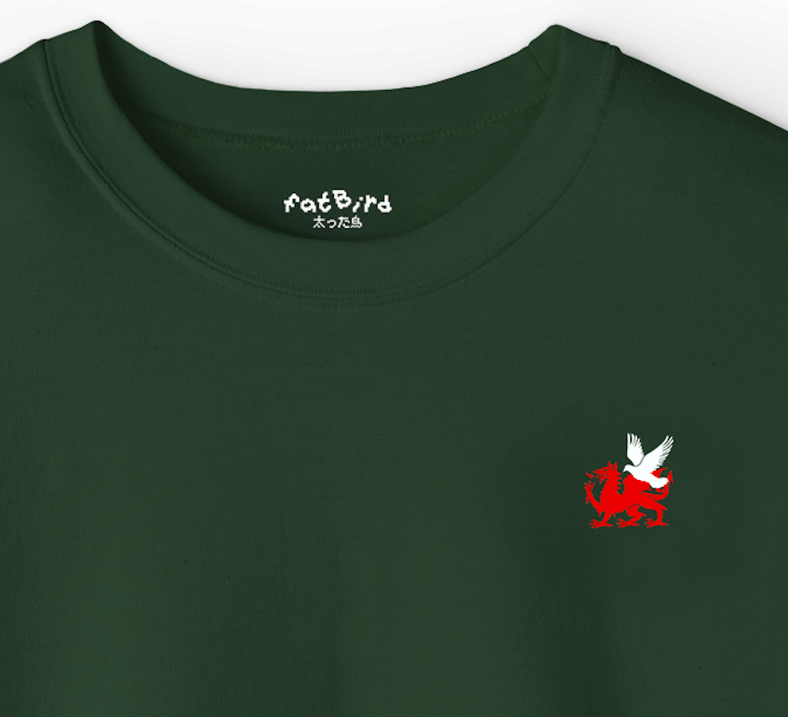 welsh dragon + pigeon emblem sweatshirt [left]